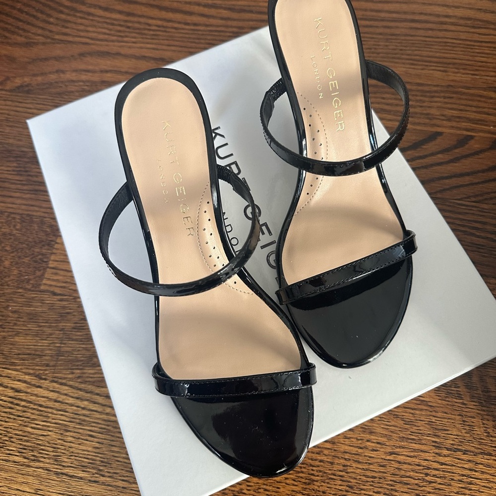 Kurt Geiger Black Patent Stiletto Sandal